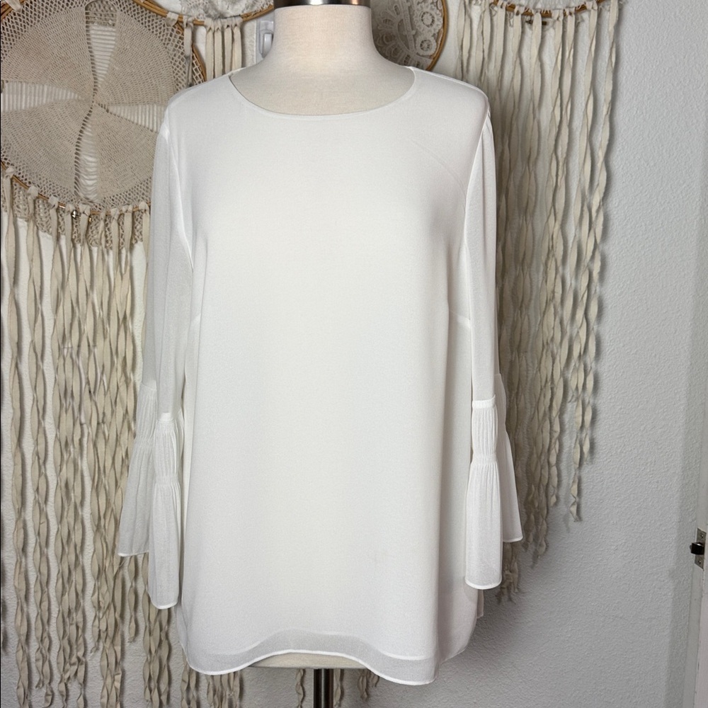 Hobbs London Harriet Bell Sleeve Blouse in White Size 10